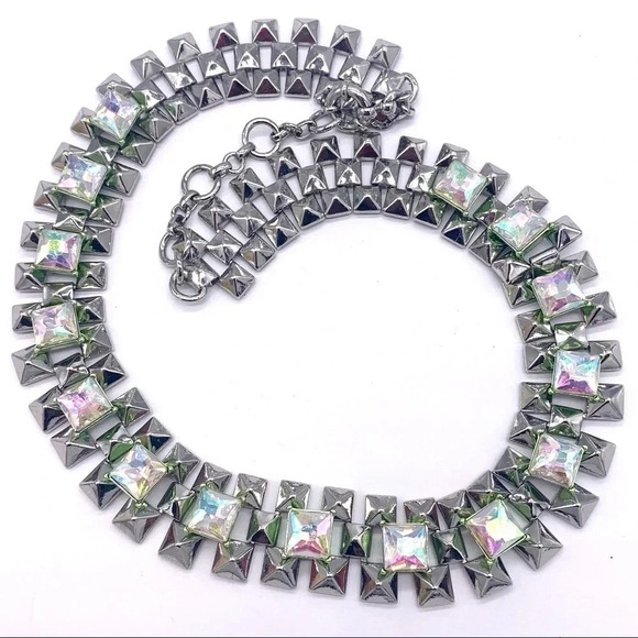 J. Crew Aurora Borealis Crystal Silver Necklace - Picture 2 of 4